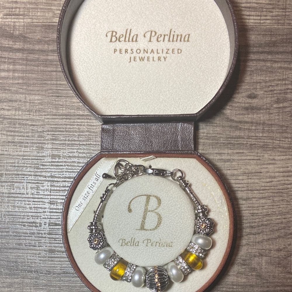 Bella Perlina Yellow and Silver Charm Bracelet